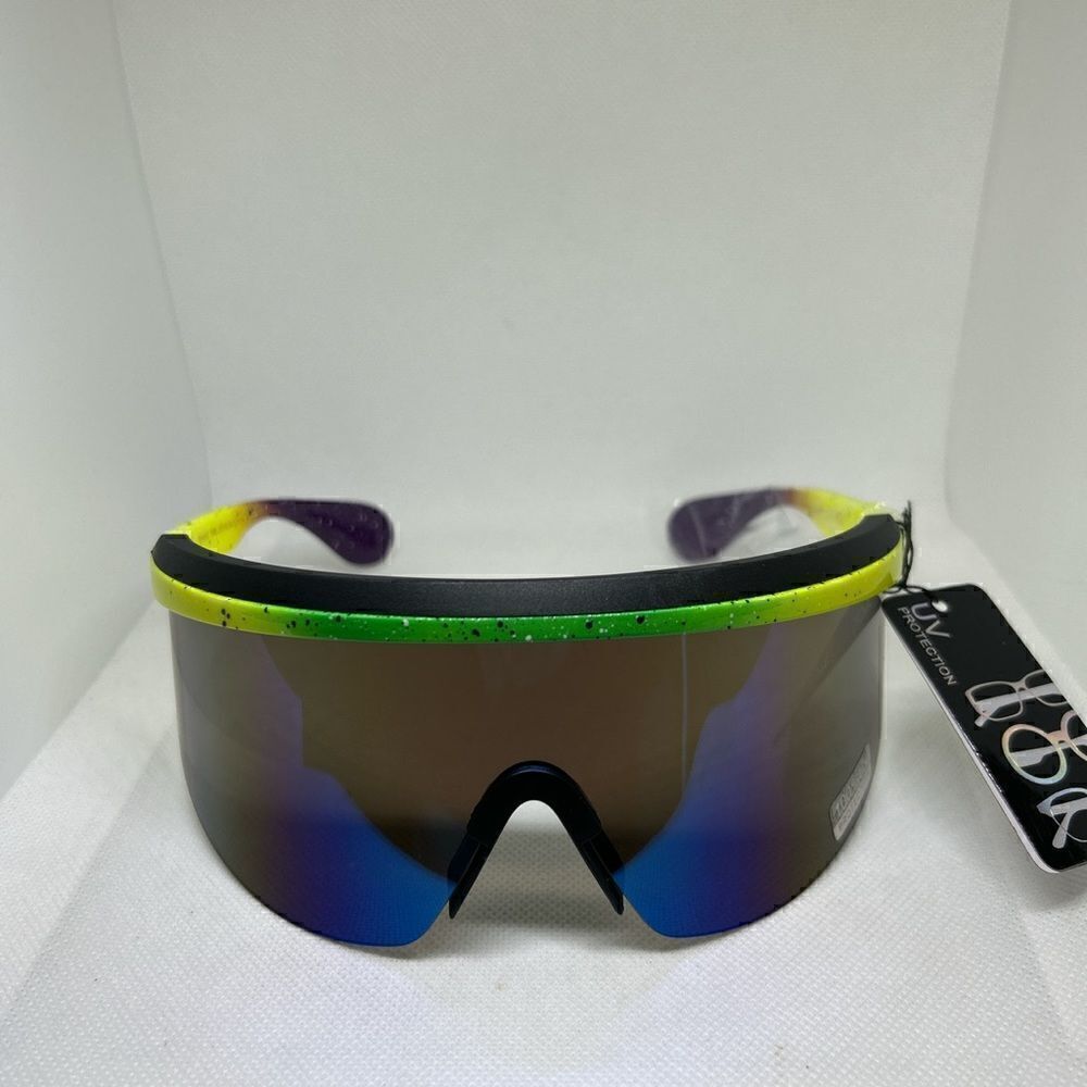 Shield Mirrored Unisex Shades Sunglasses - Picture 2 of 3